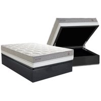 Conjunto Box Baú Casal: Colchão Molas Herval Maxspring C1672 + Base CRC Suede Gray (138x188)