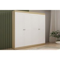Guarda Roupa Casal 4 Portas e 2 Gavetas Europa Savana/Branco - Genialflex
