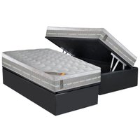 Cama Box Baú Solteiro: Colchão Molas Pocket Ensacadas Castor Premium Gel + Base CRC Suede Gray (88x188)
