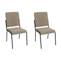 Cadeira Sala de Jantar Genebra 2C129PRF Aço Kit 2 Un Preto/Linho Bege Fendi - Kappesberg