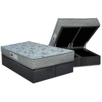 Cama Box Baú Queen: Colchão Espuma D33 Paropas AG65 Double Fanton Gray + Base CRC Suede Gray (158x198)