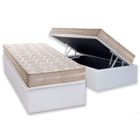 Conjunto Box Baú Solteiro: Colchão Molas Paropas D28 / Master AG80 Clean Double Face 17 + Base CRC Corano White (88x188)