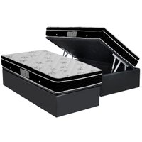 Cama Box Baú Solteiro: Colchão Molas Ortobom Nanolastic Physical + Base CRC Suede Gray(88x188)