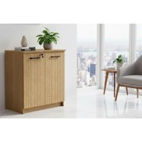 Balcão de Escritório ME-4197 c/ 2 Portas c/ Chave Amêndoa - Tecno Mobili