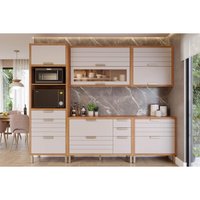Cozinha Completa Eloise 5 Peças (2Aéreos+2Balcões+1TorreQuente) C5P161 Cinamomo/Off White - MGM