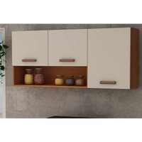 Armário Aéreo p/ Cozinha Essência c/ 3 Portas e 1 Nicho 120cm Freijo/White Laca - Genialflex
