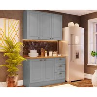 Kit Cozinha Modulada 3 Peças Americana (1Aéreo+1Balcão+1Complemento) CZ121 Cinza - Henn