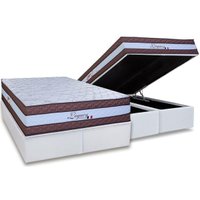 Cama Box Baú King: Colchão Molas Ensacadas Paropas Legacy White + Base CRC Linhão White (193x203)