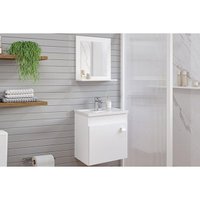 Gabinete de Banheiro Balcão Suspenso Iris c/ Cuba 44cm e Espelheira 40cm Branco - MGM