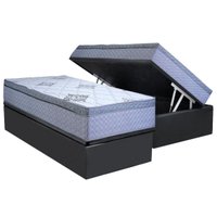 Cama Box Baú Solteiro: Colchão Ortopédico Paropas D28 Gold Extra Gray + Base CRC Suede Gray (88x188)