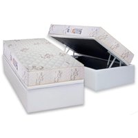 Conjunto Box Baú Solteiro: Colchão Espuma Luckspuma D45 Gran Luck + Base CRC Courano White (88x188)