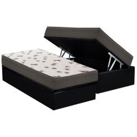 Conjunto Box Baú Solteiro: Colchão Espuma Ortobom D45 Light+Base CRC Suede Black (88x188)