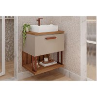 Bancada de Banheiro Balcão Duna 1 Porta c/ Cuba 60cm Cappuccino/Freijo - MGM