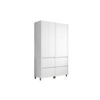 Armário Multiuso p/ Área Serviço Rainha c/ 4 Portas e 4 Gavetas 140cm Branca - Nesher