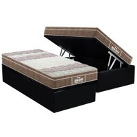 Cama Box Baú Solteiro: Colchão Espuma Probel D33 / EP Guarda Costas PróIntense Plus + Base CRC Suede Black(88x188)