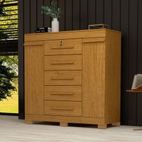 Cômoda Diana 2 Portas 5 Gavetas 100% Mdf Cinamomo - Acp Móveis