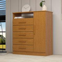 Cômoda Madri 1 Porta 5 Gavetas 100% Mdf Cinamomo - Acp Móveis