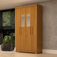 Guarda-Roupa Solteiro Lana 4 Portas 2 Gavetas com Espelho 100% Mdf Cinamomo - Acp Móveis