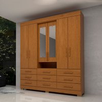 Guarda-Roupa Casal Débora Capelinha 6 Portas 9 Gavetas com Espelho 100% Mdf Cinamomo - Acp Móveis