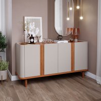 Balcão Buffet Eva 4 Portas 2 Prateleiras Off White/Cinamomo - Cimol