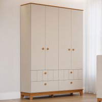 Guarda-Roupa de Bebê Biscoito 4 Portas 4 Gavetas Off White/Nature - Permóbili