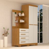 Guarda-Roupa Solteiro Melissa 2 Portas 4 Gavetas com Espelho 100% Mdf Cinamomo/Off White - Acp Móveis