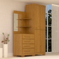 Guarda-Roupa Solteiro Melissa 2 Portas 4 Gavetas com Espelho 100% Mdf Cinamomo - Acp Móveis