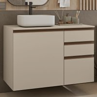 Gabinete Suspenso para Banheiro 100cm 1 Porta 3 Gavetas Crema Nice Madesa 03