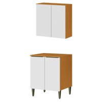Armario Aereo E Balcao Com Tampo 2 Portas 70 cm Cinamomo Branco ARMoveis
