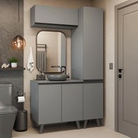 Conjunto Gabinete para Banheiro 120cm 5 Portas Cinza Nice Madesa 03