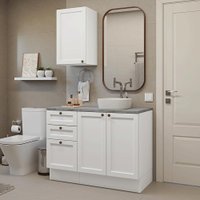 Conjunto Gabinete para Banheiro 110cm 3 Gavetas 3 Portas Branco Vik Madesa 01