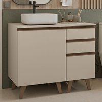 Gabinete para Banheiro 100cm 1 Porta 3 Gavetas Crema Nice Madesa 04