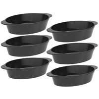 Kit 6 Travessas para Servir Oval Plástico Preto Tigela 550ml Coza Uno Petiscos Porções Salada