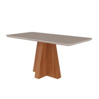 Mesa de Madeira Maitê 160 Cm com Vidro Cinamomo/Off White - Cimol