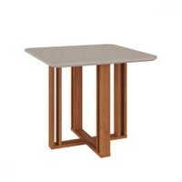 Mesa de Madeira Flora com Vidro Cinamomo/Off White - Cimol