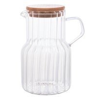 Jarra de Vidro 1,1 Litros com Tampa de Bambu Classic Servir Sucos Drinks Transparente Lyor