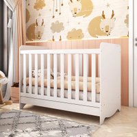 Berço Americano 3 em 1 Ben 100% Mdf Branco Brilho - Móveis Peroba