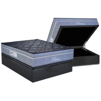 Cama Box Baú Casal: Colchão Molas MasterPocket Ensacadas Paropas Petrus Chumbo + Base CRC Suede Gray (138x188)