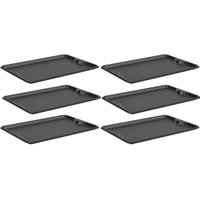 Kit 6 Bandejas Plásticas Preta 48x33cm Servir Coza Uno Restaurante Fast Food