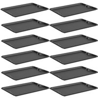 Kit 12 Bandejas Servir Plástica Preta 48x33cm Coza Uno Bar Lanchonetes Restaurantes