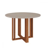 Mesa de Madeira Flora com Vidro Cinamomo/Off White - Cimol  Marrom Claro