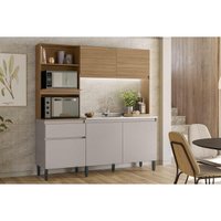 Kit de Cozinha Compacta Amaranto c/ 5 Portas e 1 Gaveta 182cm Amendola/Nude Prime TX - Demóbile
