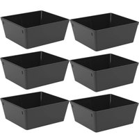 Jogo 6 Travessas para Servir Saladeira Plástico 1,4L Preto Retangular Restaurantes Cozinhas Coza Uno