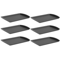 Kit 6 Bandejas para Servir 34x23,5cm Plástico Preto Uno Coza Buffet Lanchonete Self Service