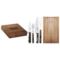Kit para Churrasco Tramontina Tábua de Carne Facas Garfos Aço Inox e Madeira Polywood 15 Peças