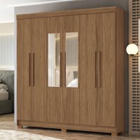 Guarda-Roupa Casal Ampére 6 Portas 2 Gavetas Jatoba com Espelho - Pnr Móveis