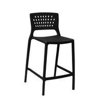 Banqueta Alta para Bancada e Cozinha Preta Empilhável Marte em Polipropileno