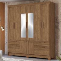 Guarda-Roupa Casal Marilena 6 Portas 9 Gavetas Jatoba com Espelho - Pnr Móveis