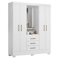 Guarda Roupa Casal Capela 4 Portas 164 cm Paris Branco Rosa Flex ARMoveis