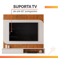 Painel Para TV Até 65 Polegadas Detalhe Frisado Com Nichos Catar Madeirado/Off White